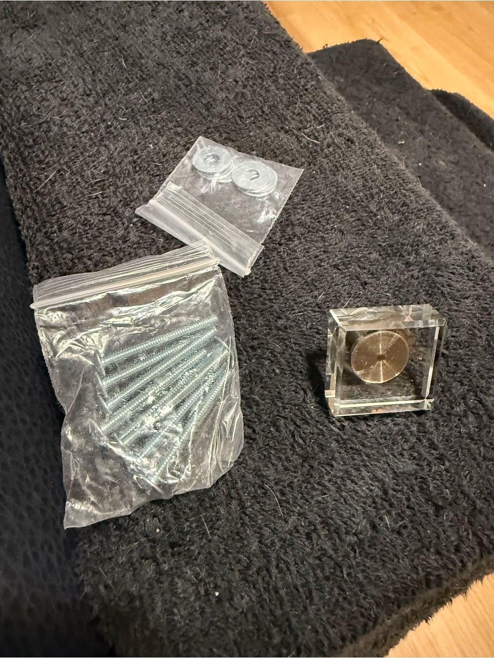 Clear Square Acrylic Knob with Brushed Gold Center - Picture 5 of 5